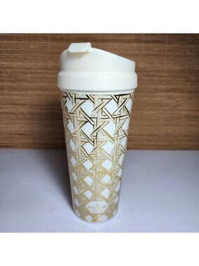 Kate Spade New York Tumbler Insulated Thermal Travel Mug 16oz Gold Basket Weave